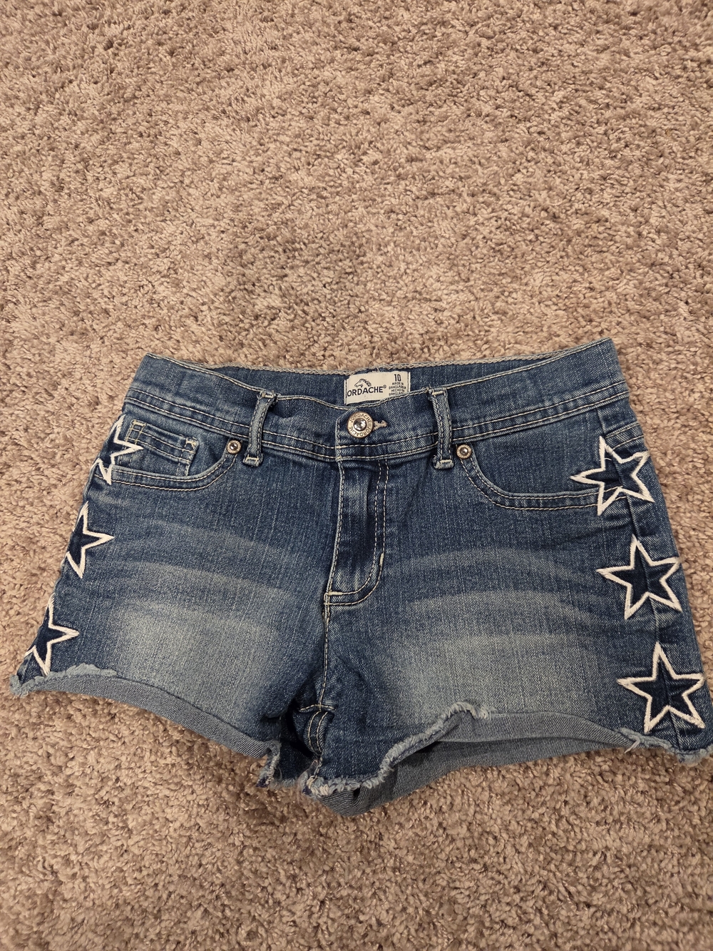 Jordache Girl's Blue Star-Accent Jean Shorts